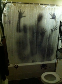 iamstillticking:  freakoftheangels:  seecarrun:  My roommates left me in charge of decorating the bathroom for our Halloween party.  HOLY SHIT NO  I think you mean HOLY SHIT YES 