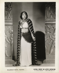 detroitlib:    Celebrate African-American Music Appreciation Month (June)!     Portrait of soprano Ellabelle Davis costumed for the role of Aida. Printed on front: “Ellabelle Davis, soprano. National Concert and Artists Corporation, 711 Fifth Avenue,