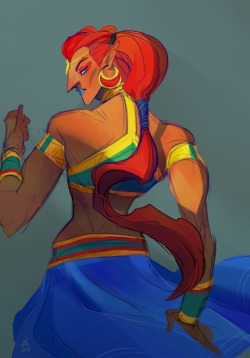 zellk: So for a lil bit over my twitter (main &amp; private accts) I’ve been toying with the idea of trying my take on Urbosa’s design (that I love but also cannot consider practical for a wARRIOR) and here is a very first pass! It’s missing some
