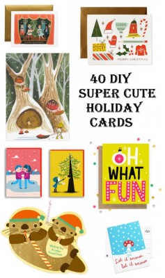 diyncraftz:  40 DIY Super Cute Holiday Cards As the holidays approaches you start to remember all those people on your list that you need to get holiday cards too.  So why not make it a bit more personal with these 40 DIY Super Cute Holiday Cards.  Pick