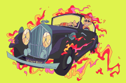 chocodile:  As much fun as it was to watch David Tennant prance around on his long silly legs again, the thing I came away from Good Omens knowing that I absolutely had to draw was that flaming 1933 Bentley. Bonus Aziraphale running along behind: 