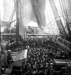 his photo was taken aboard a British vessel, the HMS Daphne  (11/01/1868). These child slaves had just been rescued from the trade.
