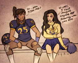 k-y-h-u:  k-y-h-u-deactivated20140827:  A bunch of little pics I sketched inspired/depicted from nightworldlove’s amazing AU Korrasami fanfic The Game is On (In which Korra is the star quarterback football player &amp; Asami is the head cheerleader