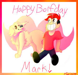 maddadog:  Drew Mark and Chica. Happy Borfday Mark! You’re getting old!!!! XD 