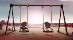 narcolepticsponge:  I’ve come up with a theory about the meaning of the swing set in Grunkle Stan’s past and mind. First, we have the Stans sitting together, the Author on the left, Stan to the right. Next, Stan is sitting alone without his brother.