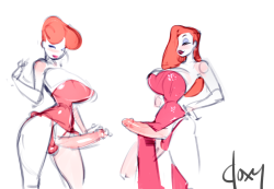 Some doodles sektches from private patreon raffle Tex Avery Red and Jessica Rabbit