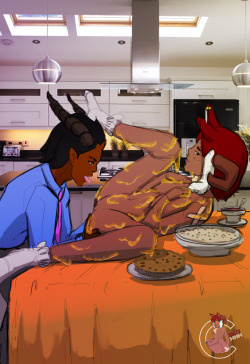 channeldulce:Dulce Patreon Exclusive: Sketch Weds.!!- Devil Samuel is practicing making Thanksgiving meals.., with Dulce as the main course butter Turkey…Join Dulce’s Patreon! ^___^ so much hunger~ ;9