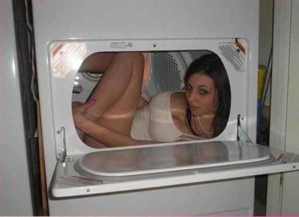 Girl on washing machine