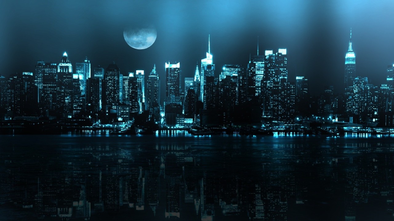 Night city background buildings