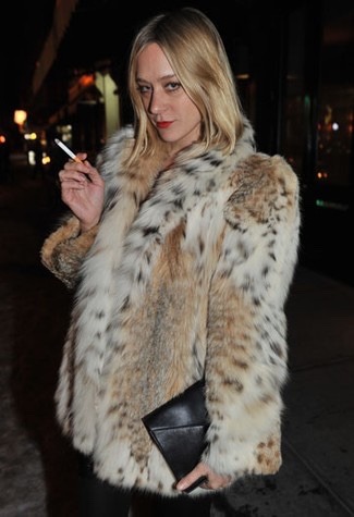 Lesbian fur coat smoking