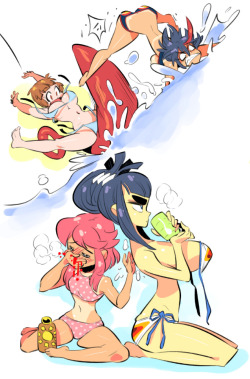 rafchu:  Nonon &amp; Nui join the Kill La Kill summer party!(part 1 is right here if you missed it http://rafchu.tumblr.com/post/148791868016/kill-la-kill-summer-girls)   gawd yes! &lt;3 &lt;3 &lt;3