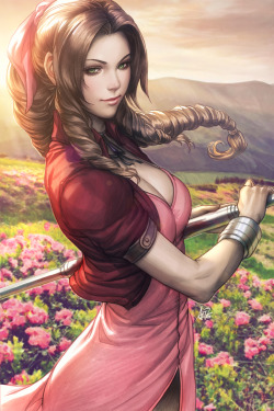 Aerith Gainsborough Colorised by Artgerm 