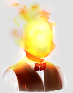 quiet-banshee: Got bored decided to finish a sketch.  Grillby you beautfiul fireman you 