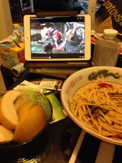 Best way to eat dinner: eating while watching Deadpool shove his face in Cable&rsquo;s man tits.