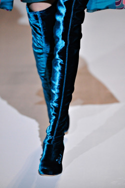 fashion-boots:  Alberta Ferretti FW 2011 Blue Velvet Boots