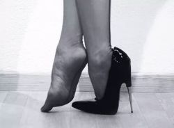 omen-girl:My fetish shoes. #stiletto #black #fetish #shoes #stockings #nylon #fetish #photo #photofetish #lingerie #high #heels #legs 
