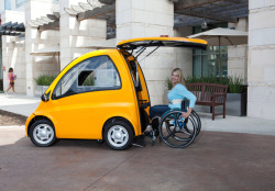 princesswhatevr:  priceofliberty:  disgustinghuman:  bunnika:  joshkerr: Kenguru is a tiny electric hatchback for wheelchair users By Ellis Hamburger, theverge.com Ken­gu­ru’s elec­tric car has no seats, and you drive it by putting your hands on