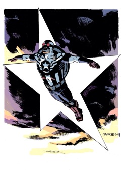 chrissamnee:  I dunno about you folks, but I’m pretty excited to see Sam Wilson (formerly The Falcon) step in to Captain America’s buccaneer boots :)