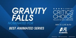 themysteryofgravityfalls:  The Critics’ Choice Televison Awards are happening now and Alex Hirsch is in the crowd because Gravity Falls was nominated for Best Animated Series. If you want to show your support, go on Twitter and use some variation of