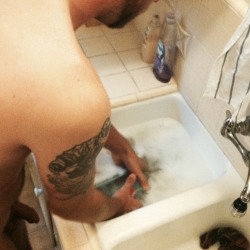 wolfishwant:  Fiancé says chores are better done naked.
