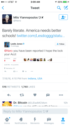 blackmodel:  blackmodel:this disgusting white gay is the one who is responsible for the Twitter onslaught on Leslie Jones…he has been posting fake tweets to his idiot followers and he’s a blatant antiblack misogynist like…imagine being pure evil