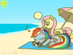 flutterluv:  Artist Training Ground Day 8-Draw a pony cooling off/Draw a pony chilling.   Meeps x3