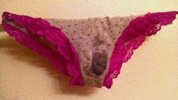 What does almost a week in chastity and wearing panties at night do to me? May I present Exhibit A: Precum- soaked panties.