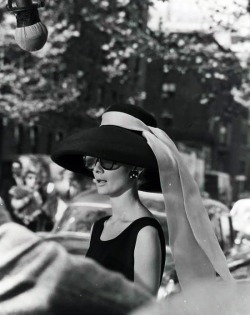 cinemarhplus:  Audrey Hepburn during the filming of Breakfast at Tiffany’s