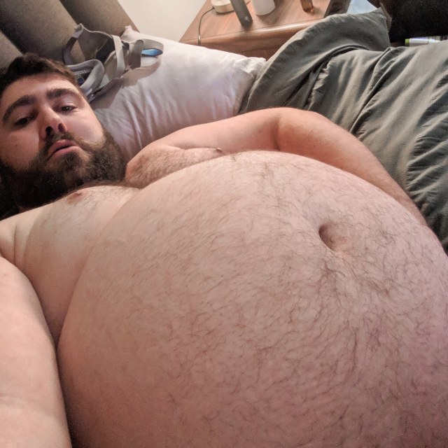 gutgrowing12:Swollen ballooning pig belly. How much bigger will piggy get? Uploaded more pics to patreon.com/gutgrowing 😈🐷Gutgrowing is creating High Calorie Content | Patreon