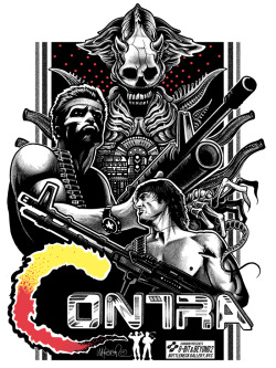 xombiedirge:  Contra by Jeremy Wheeler / Tumblr - Full process video HERE. Double Dragon by Carlos Angeli / Tumblr Duke Nukem 3D by Shane Lewis / Tumblr Part of the “8-Bit &amp; Beyond 2&ldquo; art show, opening August 8th, 2014, at the Bottleneck