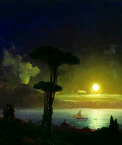 nigra-lux:  AIVAZOVSKY, Ivan (1817-1900) Night (ÐÐ¾Ñ‡ÑŒ), detail1892Ed. and Digital Restoration Orig.  