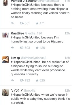 hispanicgirlsspeak:  vividnothing:  idleywastingaway:  onyxblondebitch:  #HispanicGirlsUnited Keep it going  Reblogging this for all my hispanic women out there  … is it necessary to make me feel ashamed to be white? Really?  How is anyone trying to
