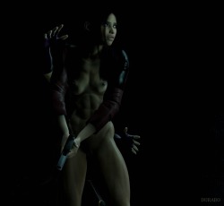 Fakefactory&rsquo;s Alyx model from Half-life 2 being stalked by Mileena from Mortal Kombat - 2 angles.