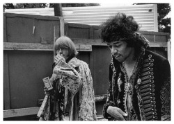 goo-goo-gjoob-goo-goo: Jimi Hendrix and Brian Jones by David Bailey. 1967.  &lt;i&gt;Left to right: Brian Jones, Jimi Hendrix&lt;/i&gt; 