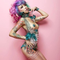 thechristiansaint:  I will shoot Amelia any time. Such a beauty. #tattoo #rainbow #models #inked #alt