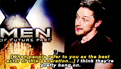  GET TO KNOW ME MEME: 1/10 celebrity crushes » James McAvoy &ldquo;I always have a beard between jobs. I just let it grow until they pay me to shave it. People are quite surprised it’s ginger. Sometimes they ask me if dye my hair and I always say