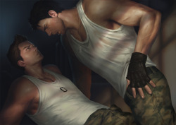 penguinfrontier:   Alpha Team Affair. Here’s my favourite pairing, Chris x Piers from Resident Evil 6!My patrons can get: NSFW version Original sketch Naughty variation Hardcore Complete sequence  Progress JPEG PSD https://www.patreon.com/posts/4138796