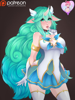   Finished subdraw #21 Soraka in her Star Guardian skinHi-Res   nude versions up on Patreon