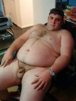 bigmensmallpenis:  This big boy has it all - wide shoulders, handsome face, big chest, perfect belly, thick, meaty arms and fat balls - to top it off: the perfect fat nub of a cock…
