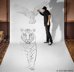 unicorn-meat-is-too-mainstream:  Artist’s Ben Heine 3D drawings are big enough for him to pose with his sketched characters ,Bhakta’s Weblog:  facebook  |  twitter  |  pinterest  | subscribe 