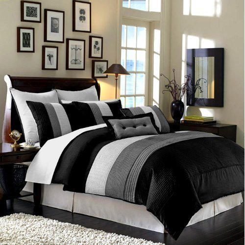 Black white and blue comforter
