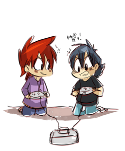 thatdoodlebug:  ash: *utters great profanities whilst playing snes game* gary: *is shocked/amused all at once* crappy doodle i coloured lol 