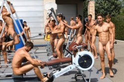 dadsoncircfun:  Our gym only allows nude workouts and when they say nude they mean completely… As in no foreskin to cover the knob.
