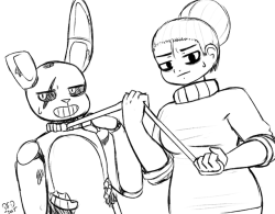 dawndw3ller:Just a fanart I felt like making for Unnecessaryfansmut, featuring Rudy and her bitch, Springtrap.