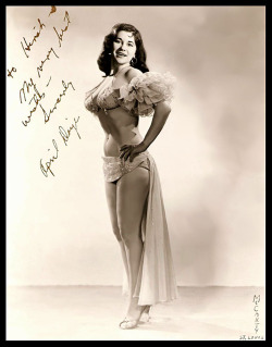April Daye   Vintage 50’s-era promo photo personalized: “To Hirsh — My very best wishes — Sincerely,  April Daye ”..  