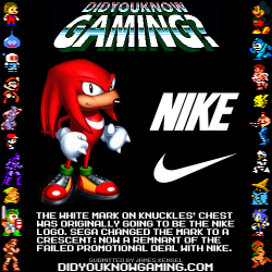 didyouknowgaming:  Sonic the Hedgehog 3. http://info.sonicretro.org/Knuckles_the_Echidna#Miscellaneous Found another site saying the crescent was inspired by the Nike logo: http://bit.ly/ZZSDLU