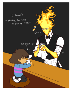 thebunnyartist:  I like the idea of Grillby’s tears being soot/ashes, because, well, he’s fire. He tends to burn himself out. ;D 
