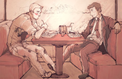 thimblings:  some losers on their first date (pilot!AU dean/cas commission for skydark) 
