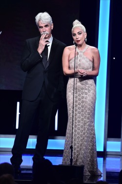 ladygagaexplore:Lady Gaga and Sam Elliott presenting the honorary award to “A Star Is Born” co-star Bradley Cooper at the 32nd Annual Cinematheque Awards. 