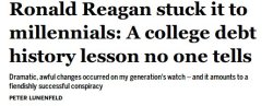 patrickat: nothingeverlost:  lokicolouredglasses:  imathers:  abraxuswithaxes:  smallrevolutionary:  trungles:  shorterexcerpts:  styro:  salon:  Ronald Reagan pretty much ruined everything for millennials.   fuckin’ ronnie  I try and bring up how he
